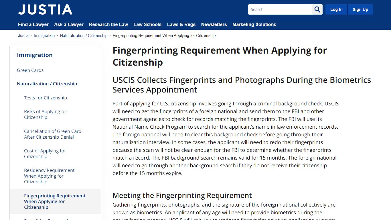 Fingerprinting Requirement When Applying for Citizenship